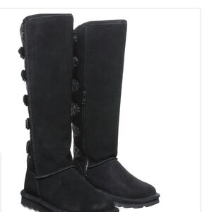 Bearpaw Boshie Tall Suede Winter Boots Size 9 Black